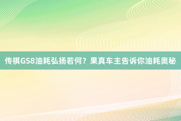 传祺GS8油耗弘扬若何？果真车主告诉你油耗奥秘